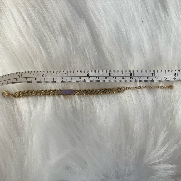 Gold Chain link adjustable bracelet with purple flashy inlay. New without tags. - Picture 3 of 9